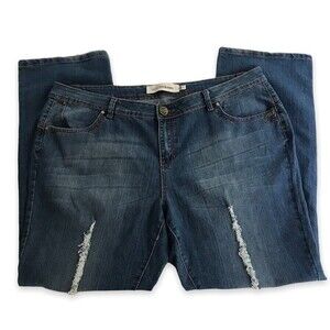 Ecko Red Denim Distressed Studded Back Pocket Straight Leg Jeans Women's Size 22